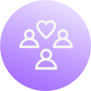 Icone groupe de personnes avec un coeur, responsabilite sociale